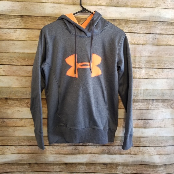 Under Armour Tops - Under Armour UA Big Logo Applique Hoodie Small EUC